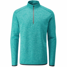 Office Appropriate Machine washable Ping Elden 1/2 Zip Fleece Sweater - Lake Blue Marl