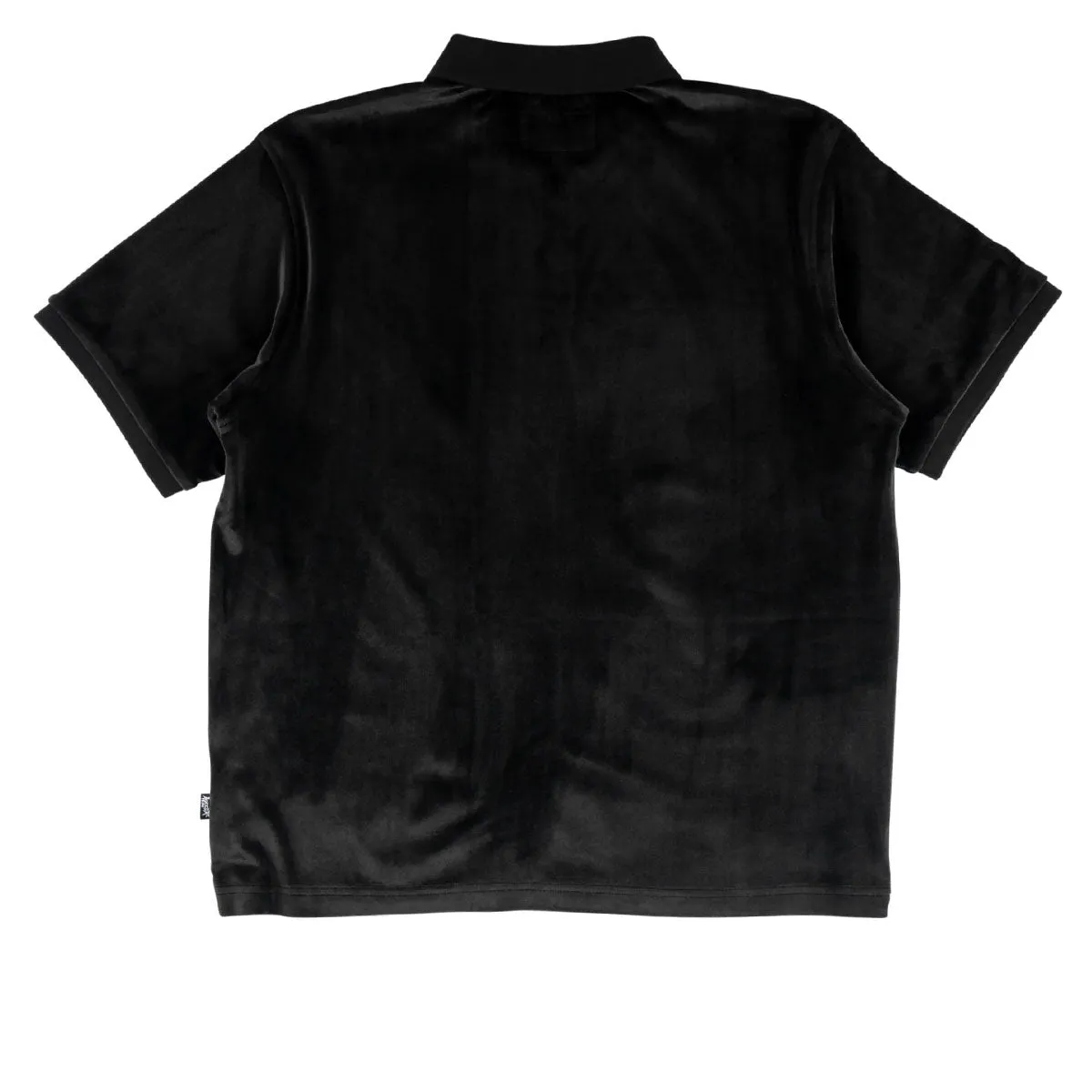 Wrinkle Resistant Teen Fashion Welcome Grain Velour Zip Polo Shirt - Black