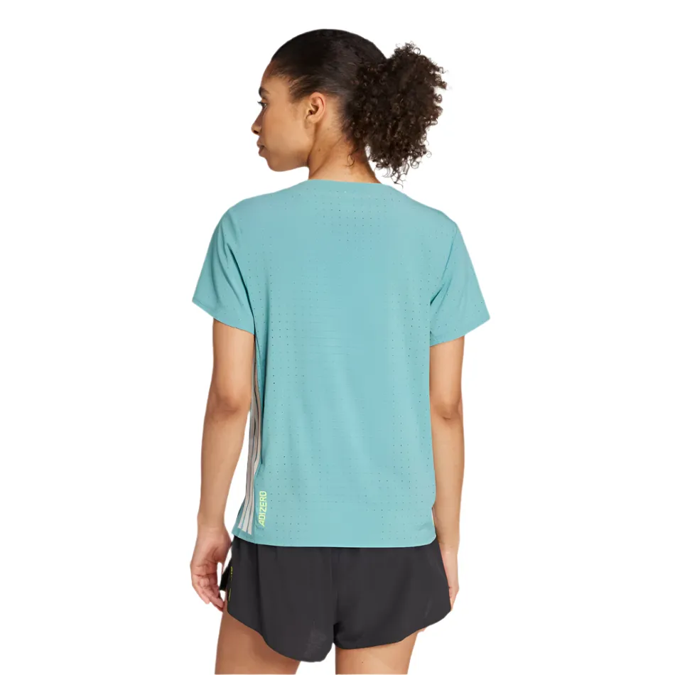 Classic Daily Adidas Women's Adizero Short Sleeved Running Tee in Powder Teal AW25 men's clothing