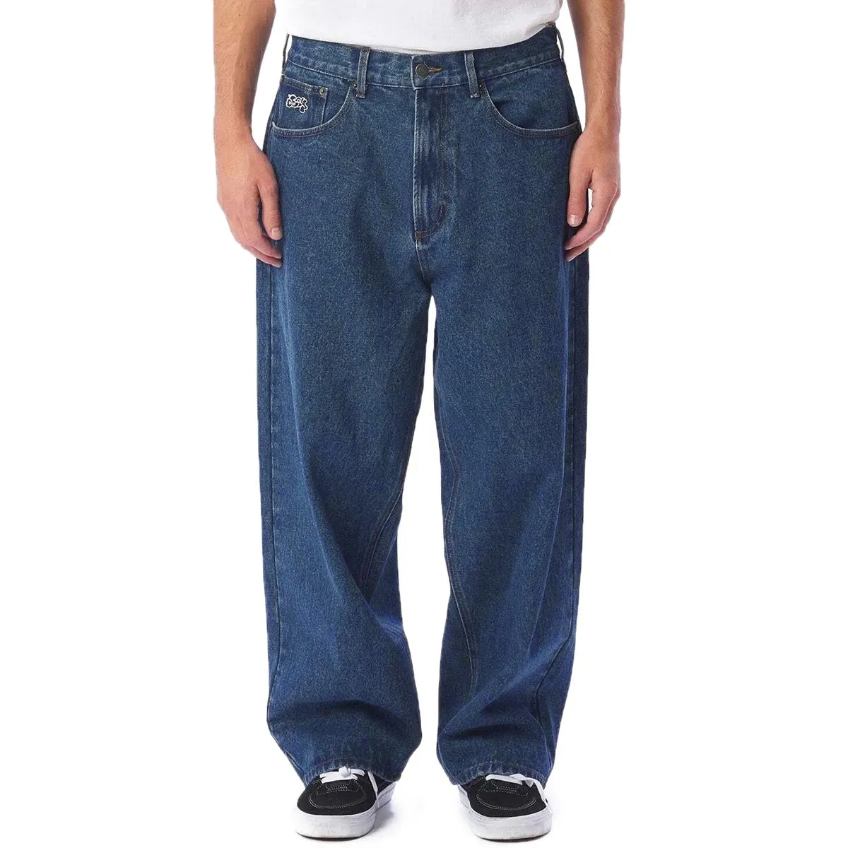 Odor Resistant Compact Fit Obey Bigwig Baggy Denim Jeans - Stone Wash Indigo