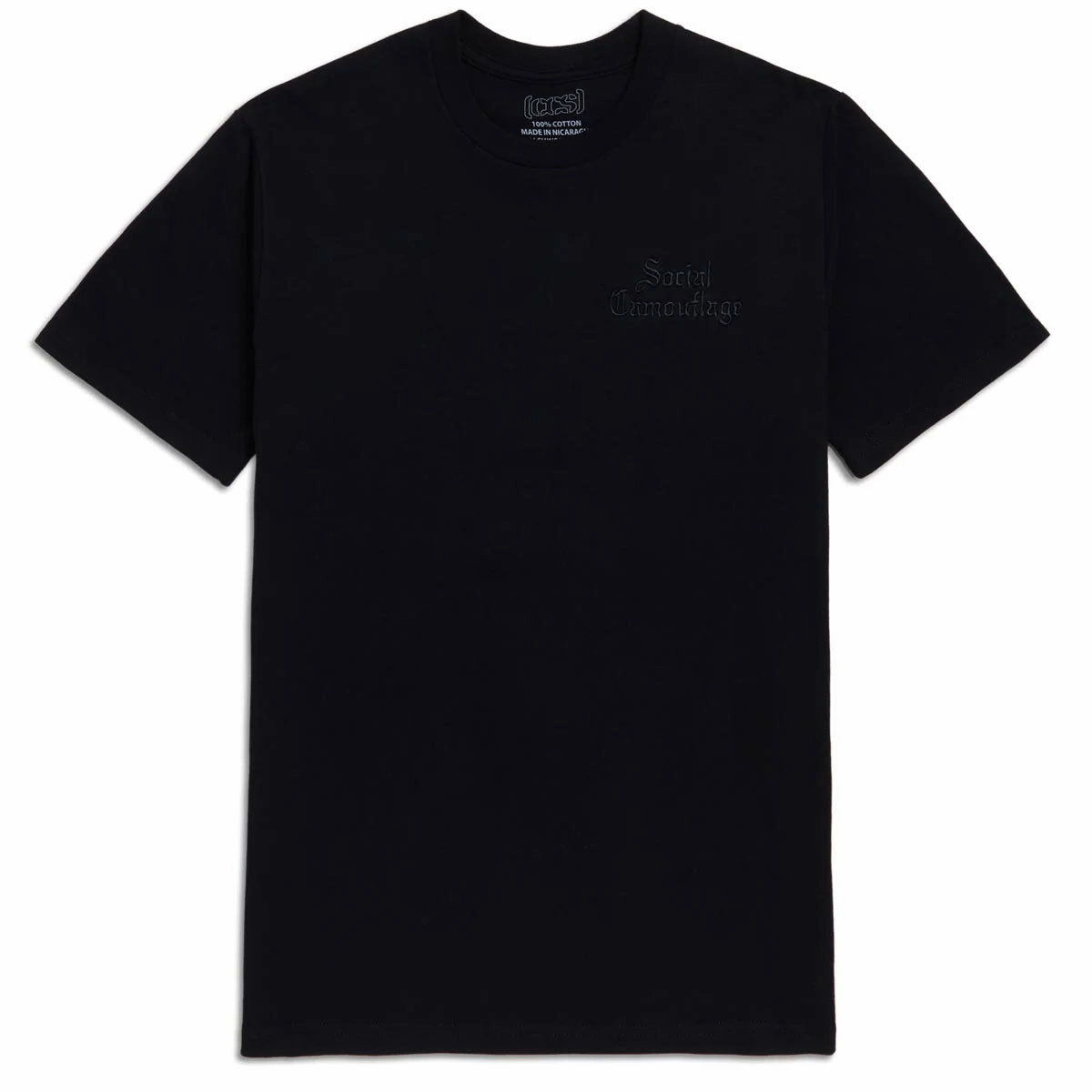 CCS Social Camouflage Embroidered T-Shirt - Black Versatile Fashion