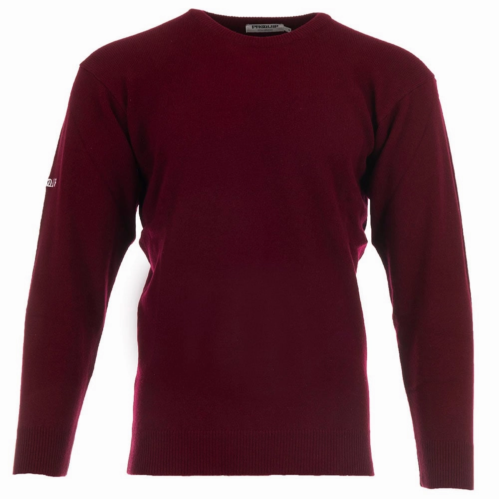 ProQuip Lambswool Water Repellent Crew Neck Golf Sweater - Burgundy Timeless Look