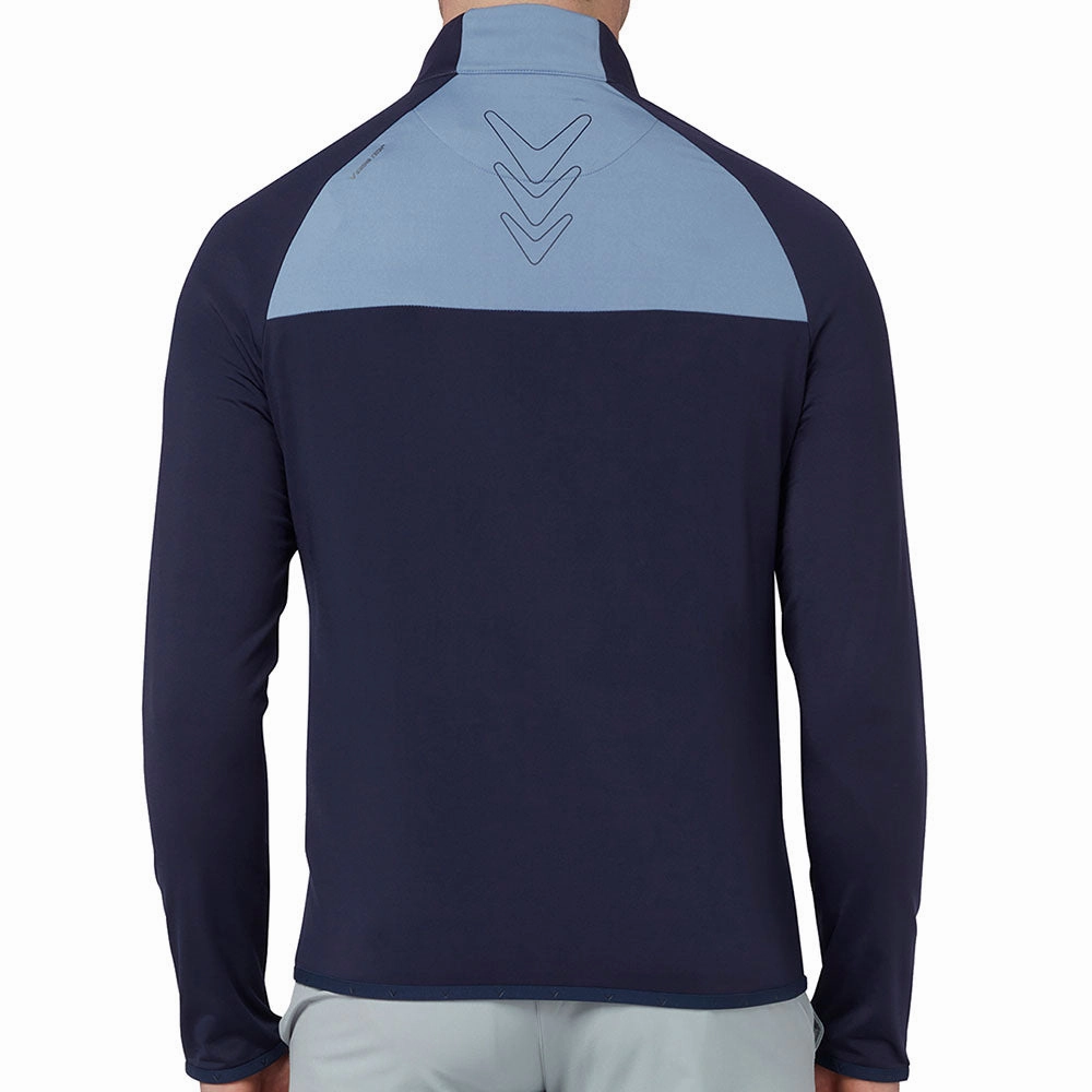 product neon energy Callaway 1/4 Zip Colour Block Chev Print Pullover - Peacoat