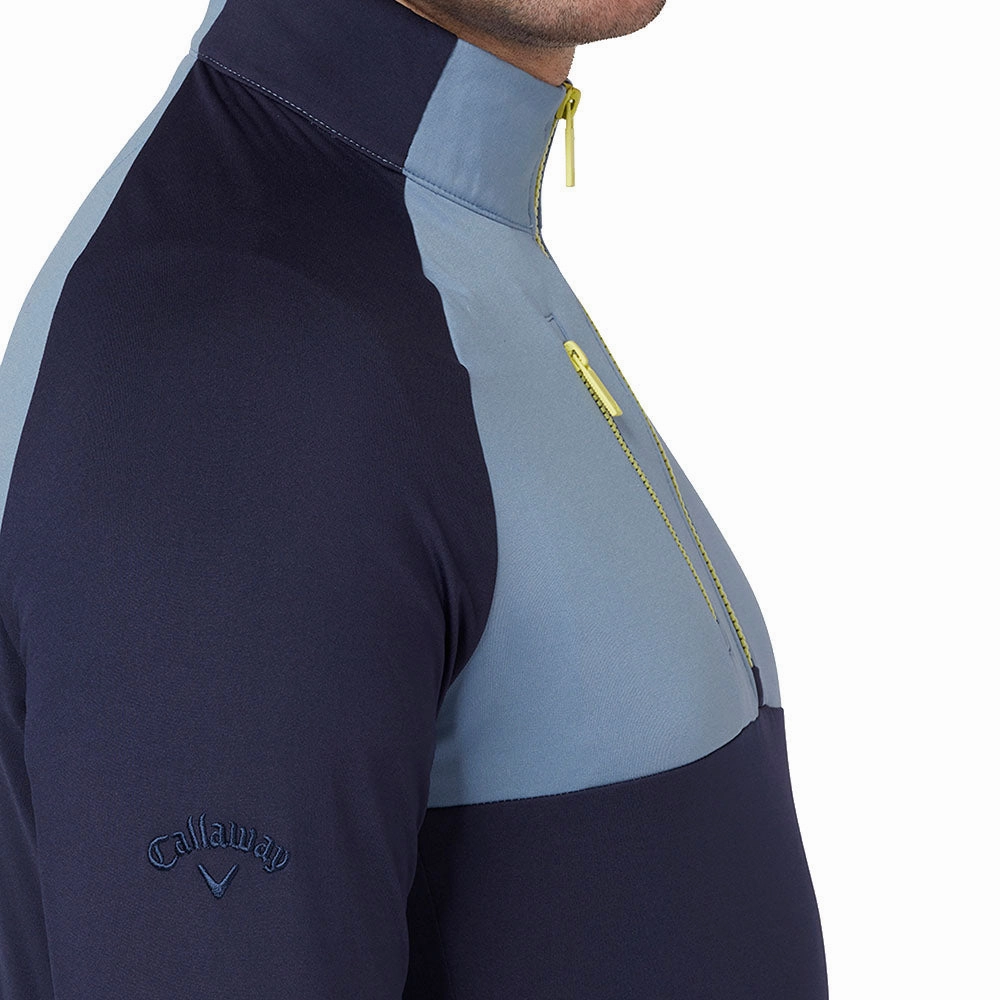 Callaway 1/4 Zip Colour Block Chev Print Pullover - Peacoat Competitive Advantage product formal casual harmony