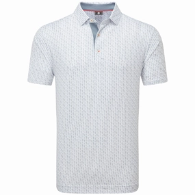 Daily Outfit Style Informal charm FootJoy Figure Print Lisle Polo Shirt - White/Flint