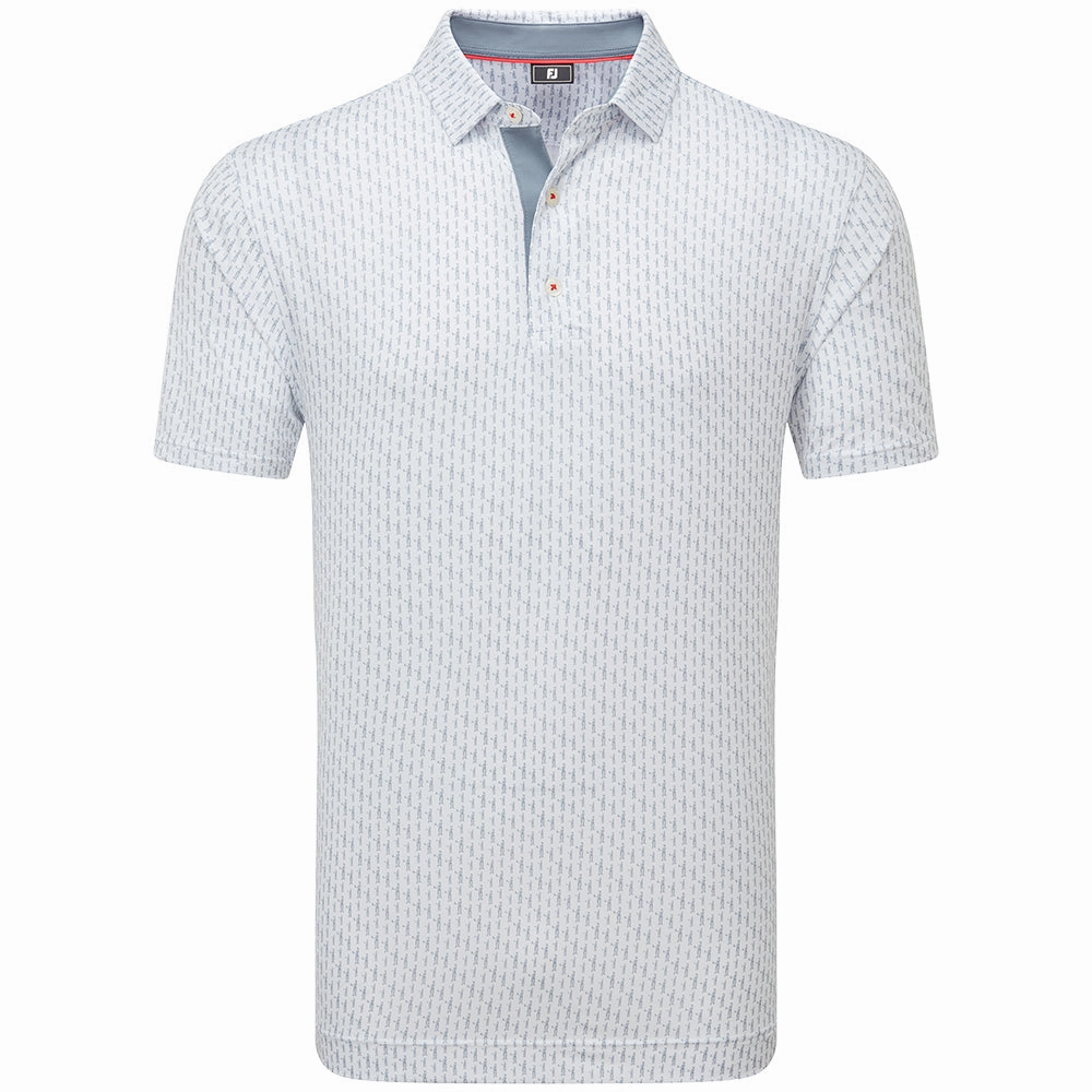 Daily Outfit Style Informal charm FootJoy Figure Print Lisle Polo Shirt - White/Flint
