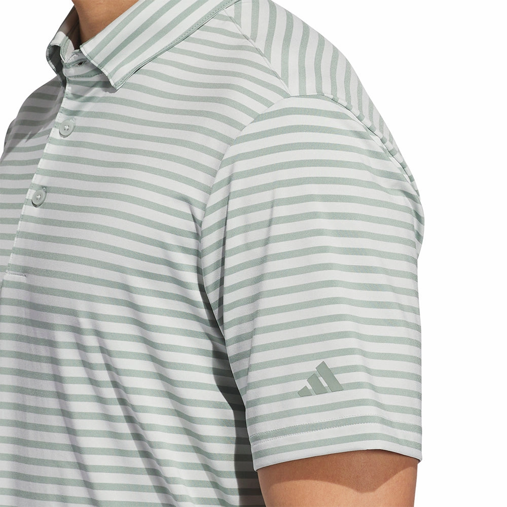 Versatile Fit adidas Ultimate365 Stripe Polo Shirt - Silver Green/Wonder Silver