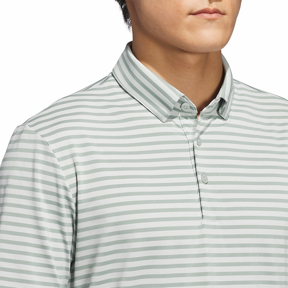 adidas Ultimate365 Stripe Polo Shirt - Silver Green/Wonder Silver Sporty Look