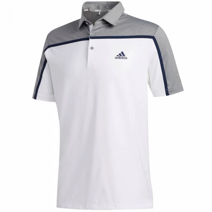 Relaxed Comfort Fit adidas Ultimate356 3-Stripe Polo Shirt - White/Grey Three