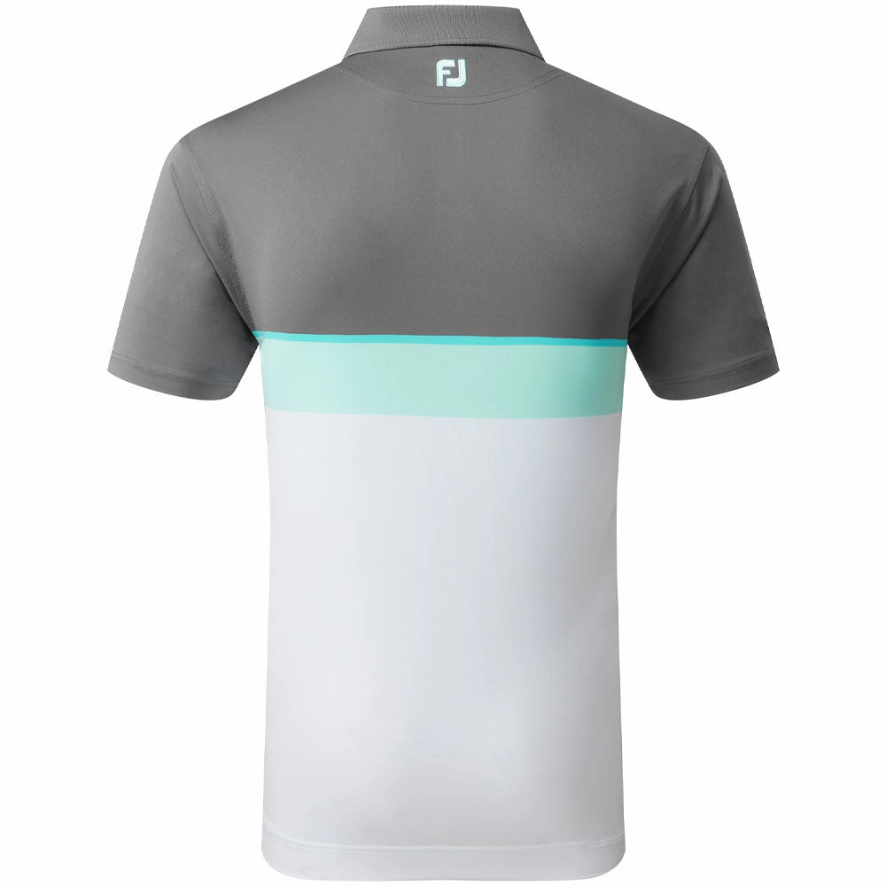 FootJoy Colour Theory Polo Shirt - Lava/Maui Blue/Aqua Surf/White Fit For All Day Summer cool