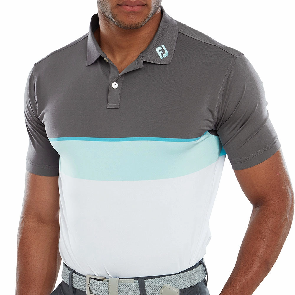 FootJoy Colour Theory Polo Shirt - Lava/Maui Blue/Aqua Surf/White Light and Fresh