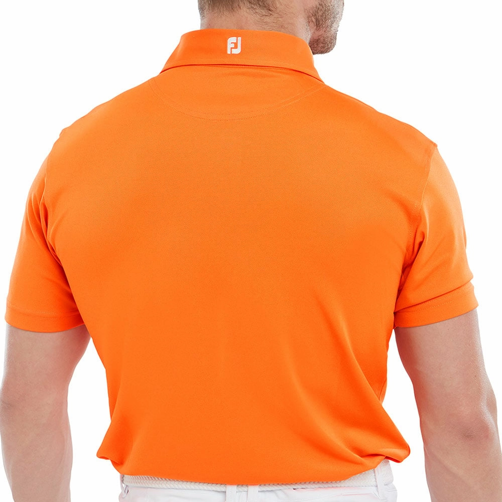 FootJoy Stretch Pique Solid Polo Shirt - Orange Ultra Soft Texture