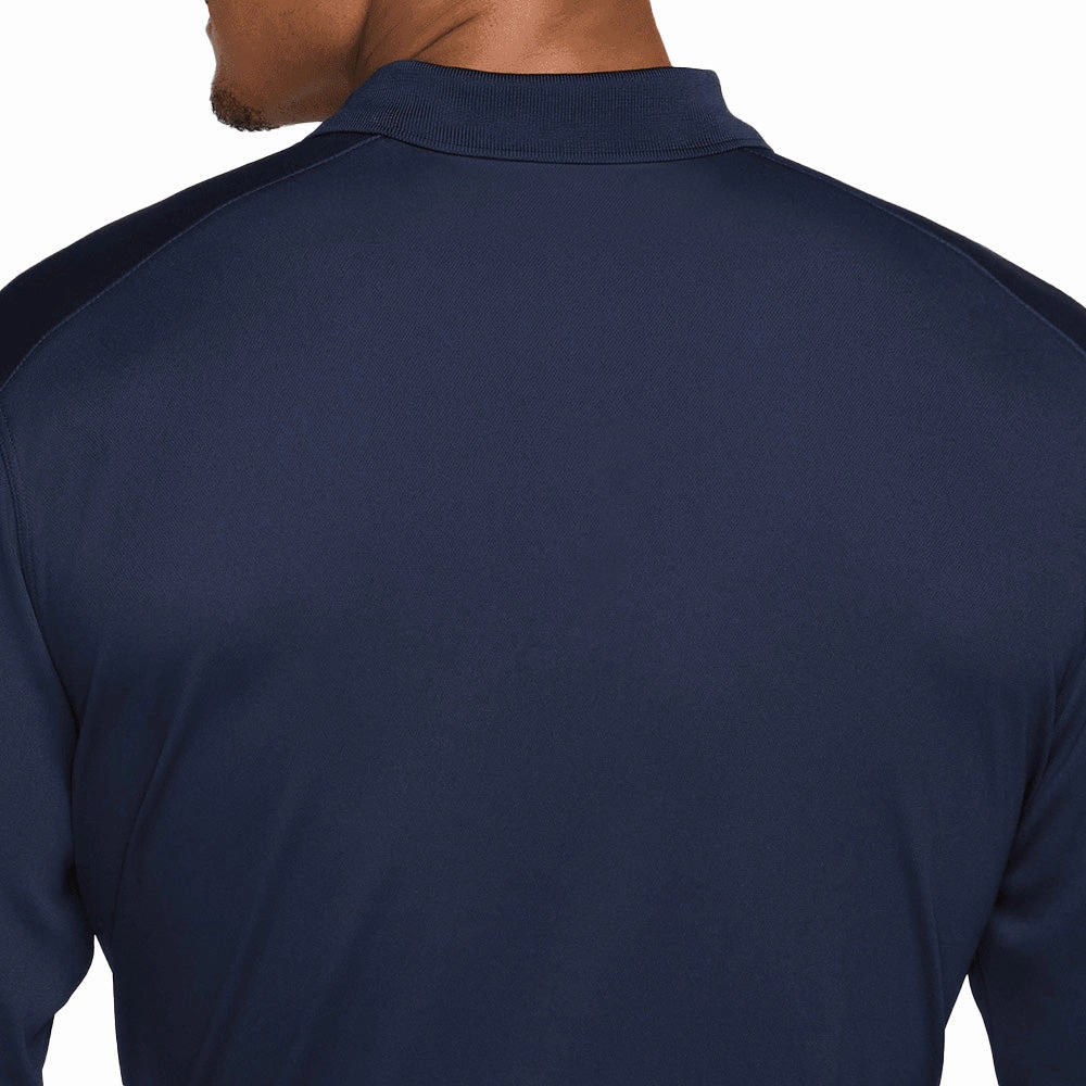 Comfy Layering Flexible Ribbed Cuffs Nike Dri-Fit Victory Solid Long Sleeve Polo Shirt - Obsidian/White
