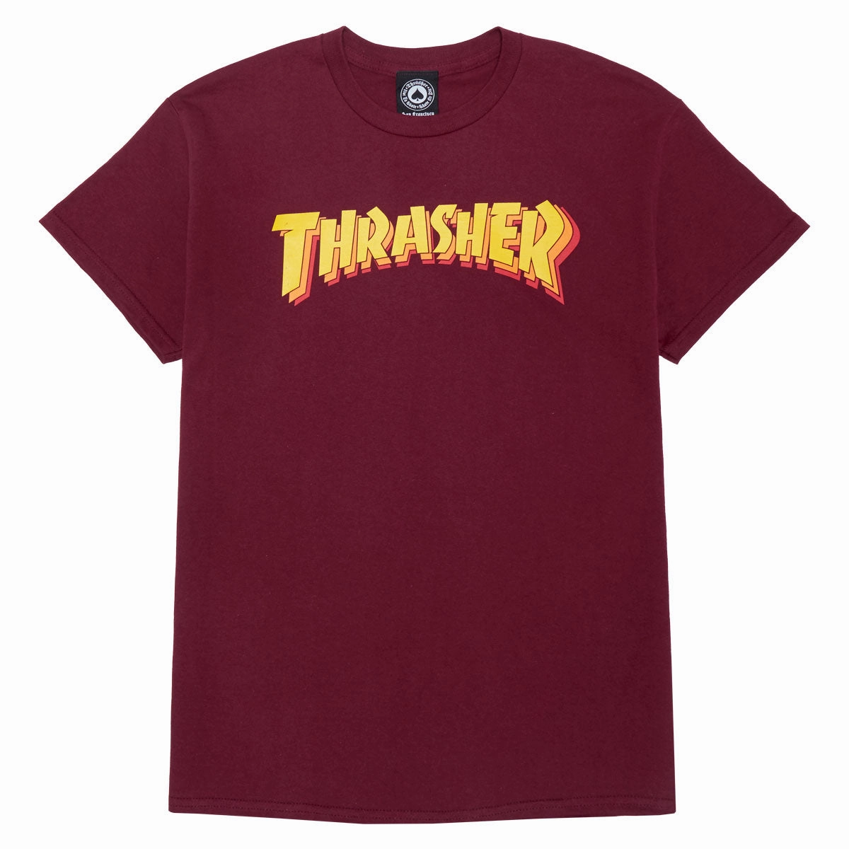 Thrasher Stacked T-Shirt - Maroon Vibrant Colors