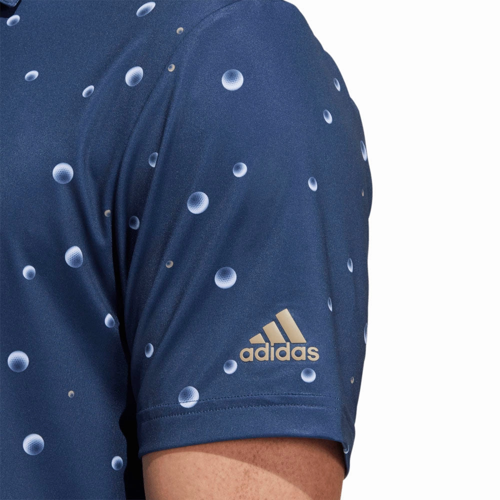 adidas Ultimate Allover Print Polo Shirt - Crew Navy/White/Hemp Pocket Reinforcement Autumn Wear