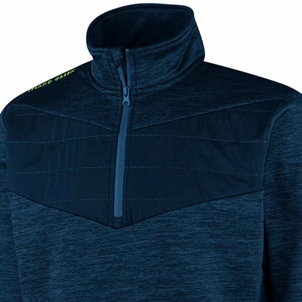 Island Green Top Layer With Padded Yoke Pullover - Navy Marl Backpacking Essential Printed Detail