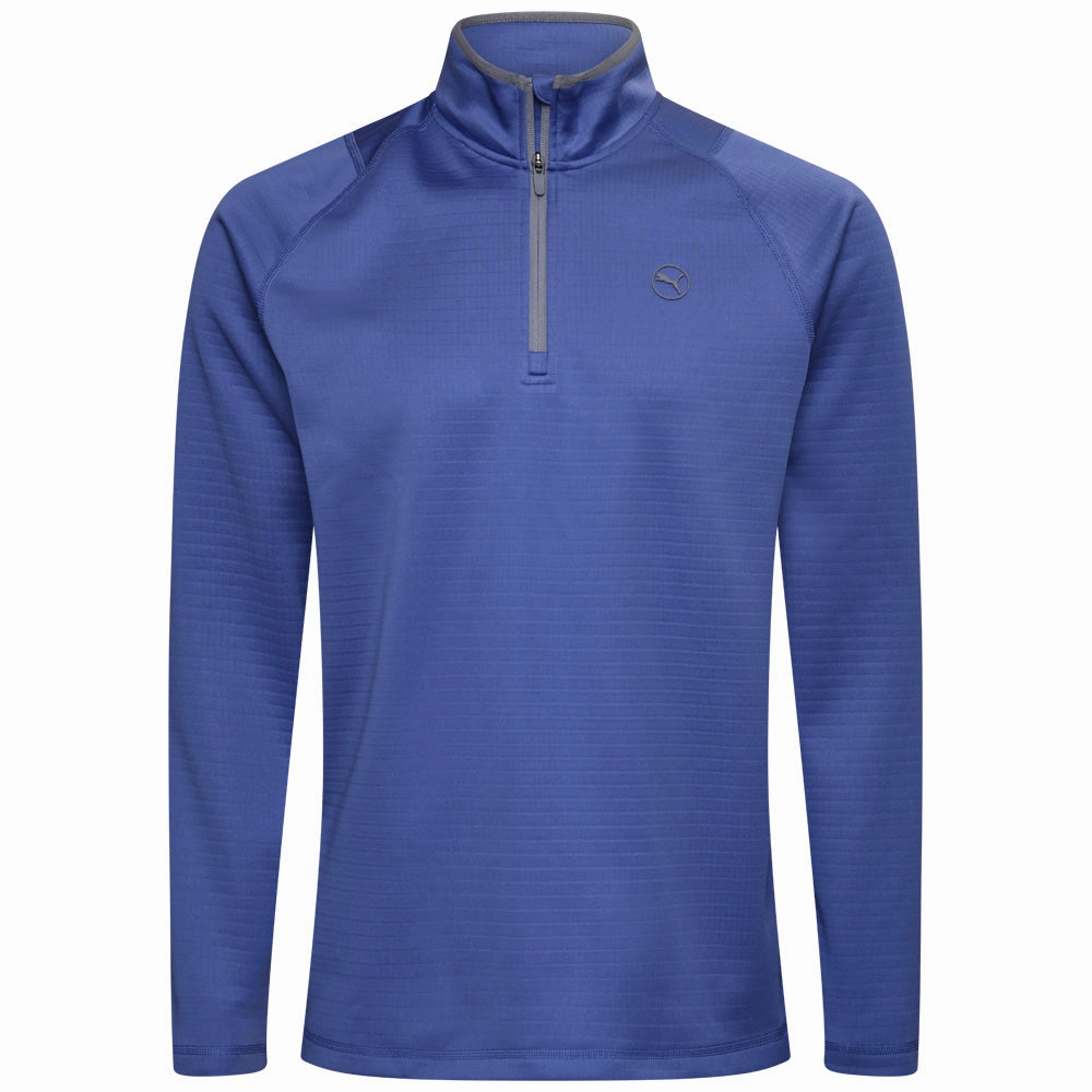Layered Style Lightweight Design Puma Waffle Fleece 1/4 Zip Pullover - Blue Crystal