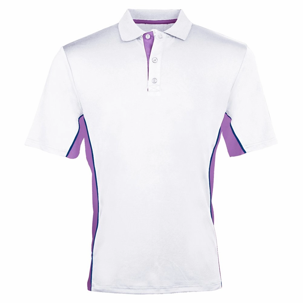 Outdoor Trend Look Island Green Panelled Polo Shirt - White/Mulberry