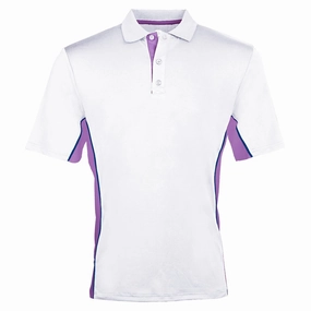 Outdoor Trend Look Island Green Panelled Polo Shirt - White/Mulberry