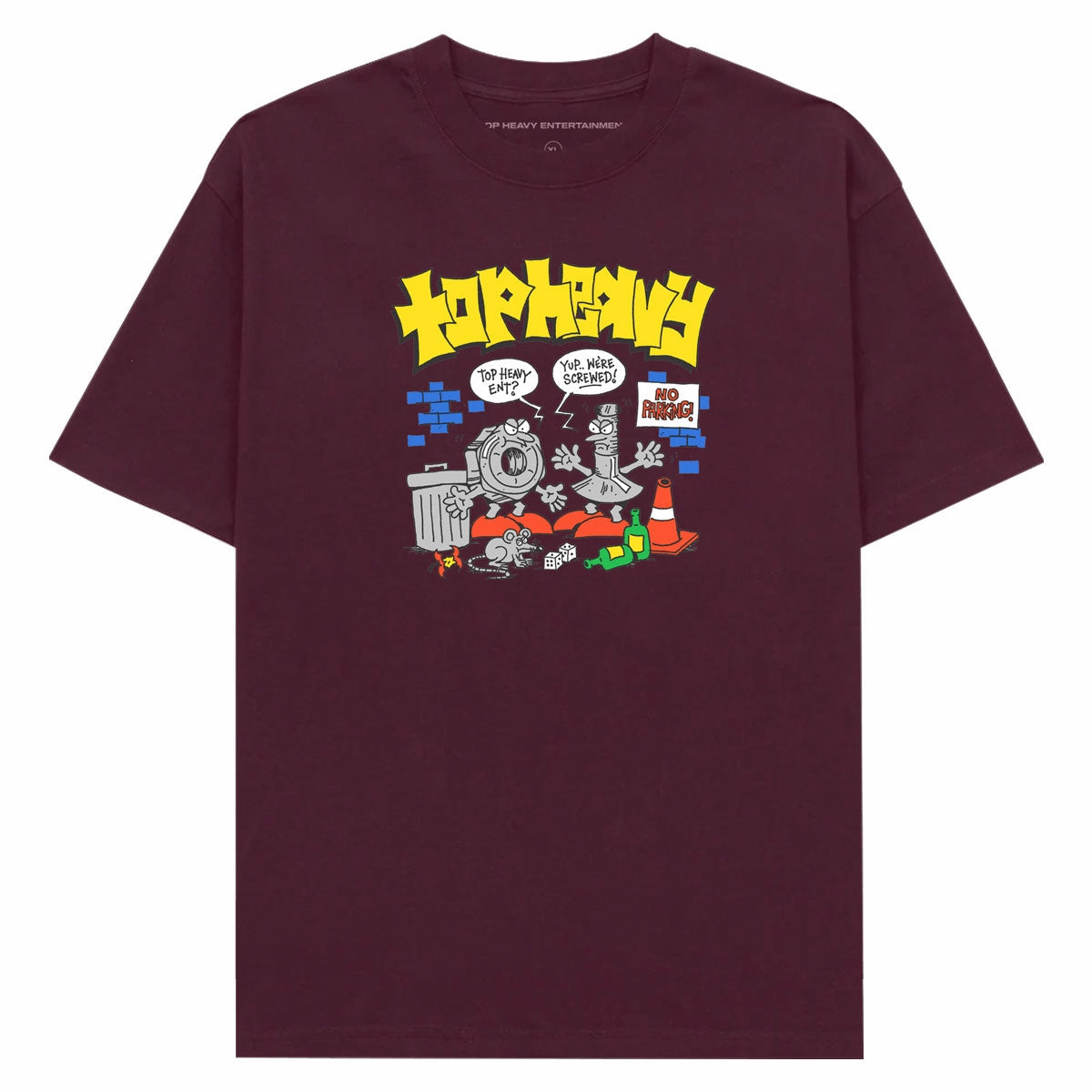 Top Heavy Screwed T-Shirt - Burgundy Classic Style Trend UV Protective Coating