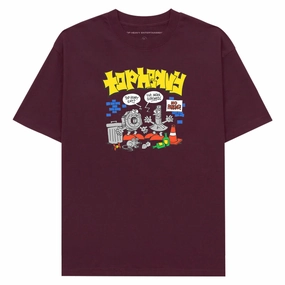 Top Heavy Screwed T-Shirt - Burgundy Modern Style Trend
