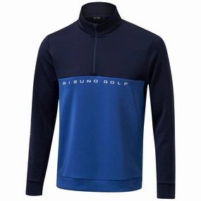 Mizuno Trace 1/4 Zip Pullover - Blue product gemstone luxury Timeless Minimal
