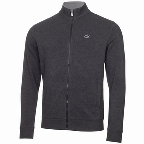 Ribbed Cuffs Calvin Klein Columbia Full Zip Sweater - Charcoal Marl