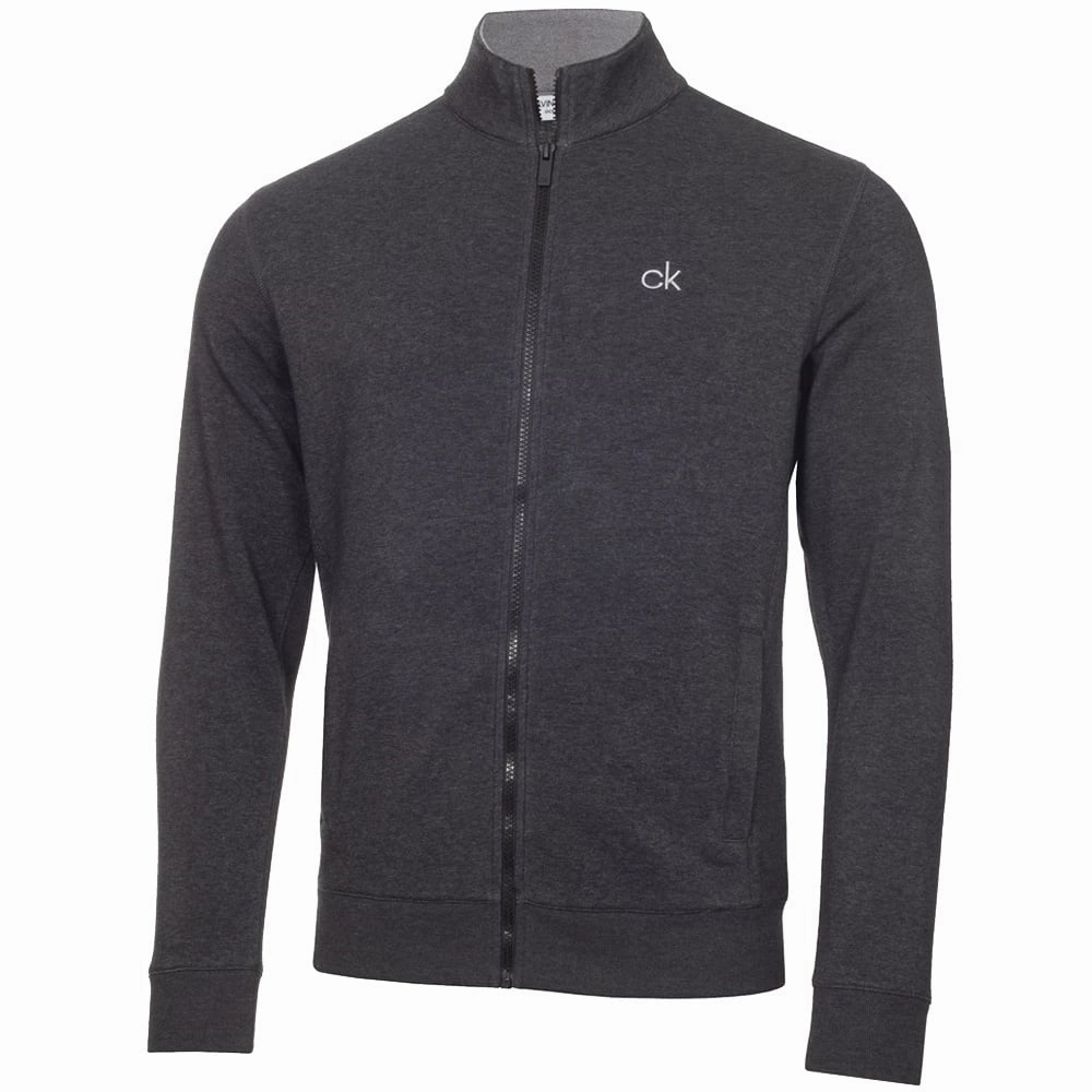 Ribbed Cuffs Calvin Klein Columbia Full Zip Sweater - Charcoal Marl