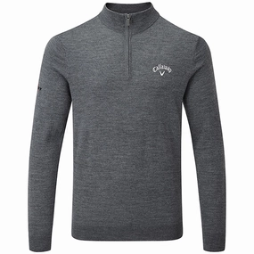 Fresh Minimal Callaway 1/4 Zip Blended Merino Pullover - Steel Heather