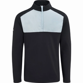 Coffee Run Active Design Ping Keeton 1/2 Zip Mid Layer  - Black/Pearl Grey