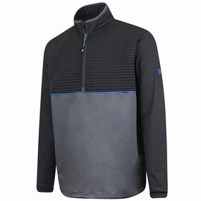 Weekend Look product high end luxury Island Green Ribbed Yoke 1/4 Zip Pullover - Black/Charcoal/Turquoise