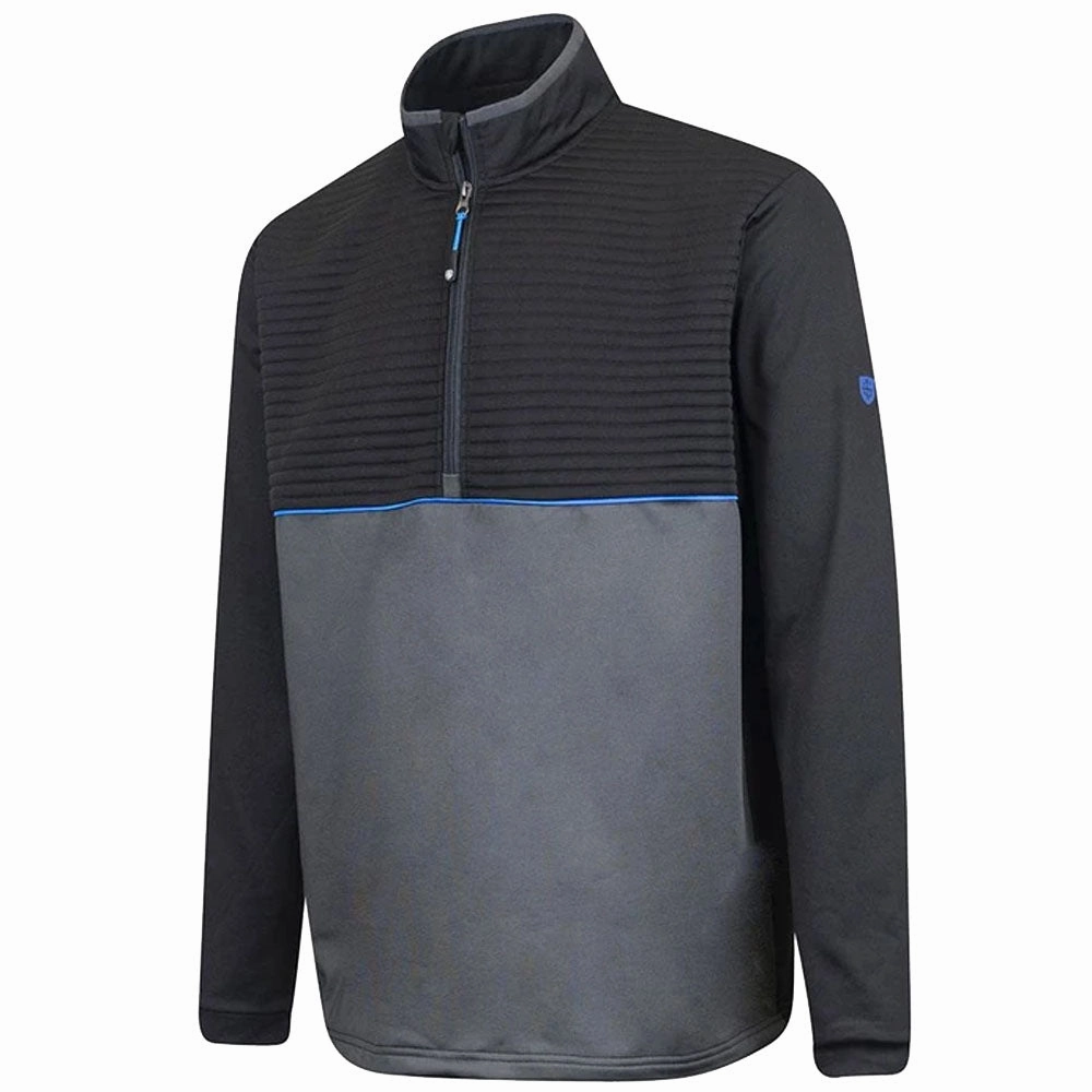 Weekend Look product high end luxury Island Green Ribbed Yoke 1/4 Zip Pullover - Black/Charcoal/Turquoise
