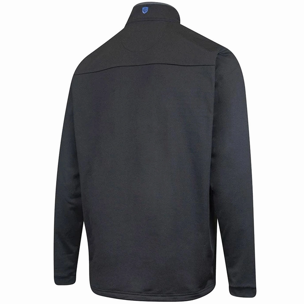 Fashion Wearable Island Green Ribbed Yoke 1/4 Zip Pullover - Black/Charcoal/Turquoise