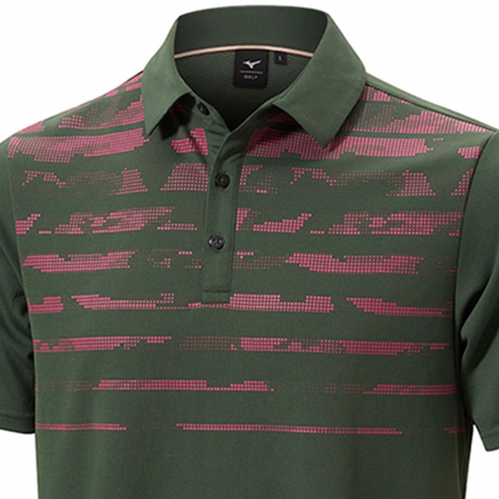 Mizuno Breath Thermo Winter Jacquard Polo Shirt - Forest Green Street Style Premium Cotton Blend