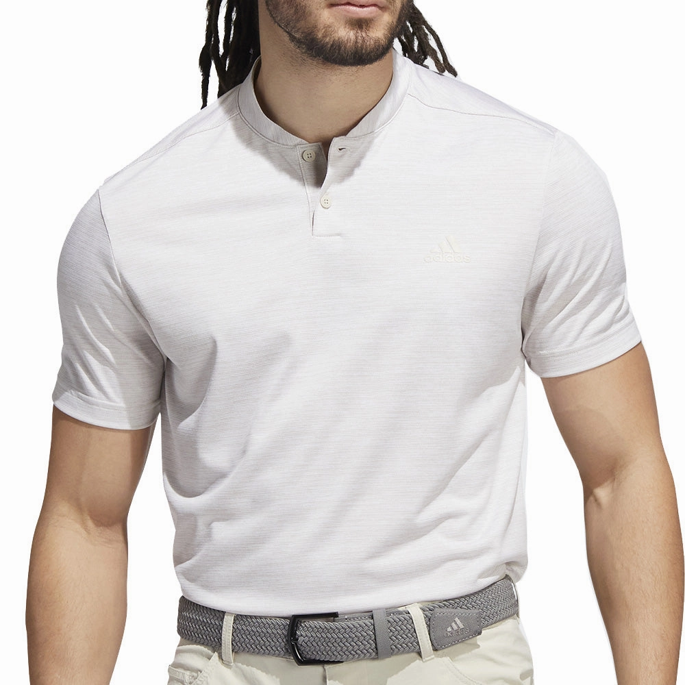 adidas Texture Stripe Polo Shirt - Clear Brown/White Microfiber texture Travel Essential