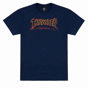 Athletic Wear Layered Look Wear Thrasher Cracked By Exteenager T-Shirt - Navy