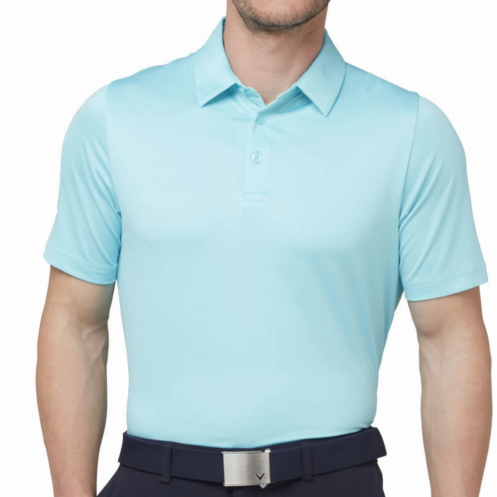 Callaway Swing Tech Solid Print Polo Shirt - Santorini Blue Movie Night