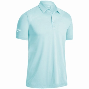 MoistureWicking Technology Breathable Yarn Composition Callaway Swing Tech Solid Print Polo Shirt - Santorini Blue