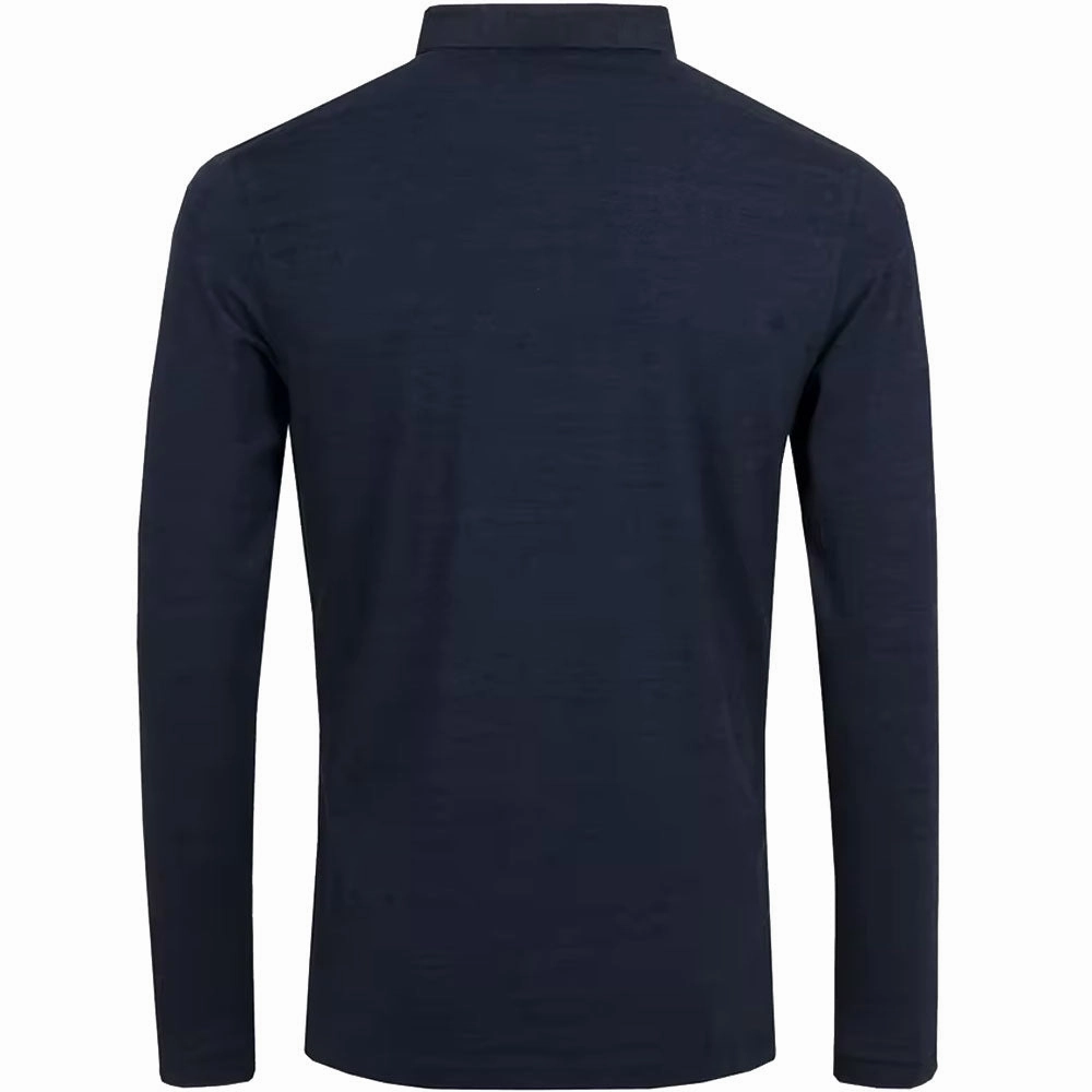 Calvin Klein Trinity Long Sleeve Polo Shirt - Navy Marl hiking clothes Cold Wash Optimized