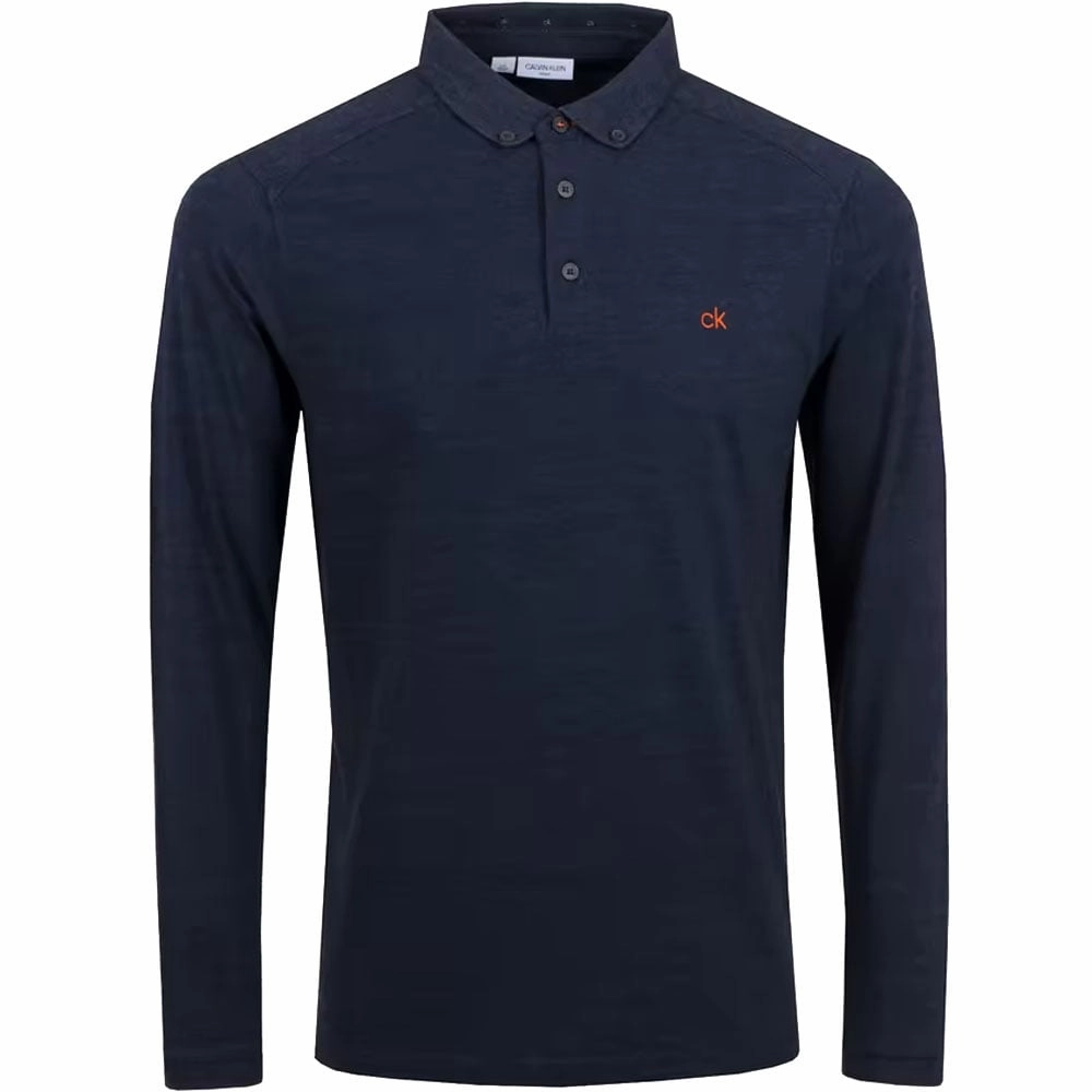 Calvin Klein Trinity Long Sleeve Polo Shirt - Navy Marl All-Purpose Wear