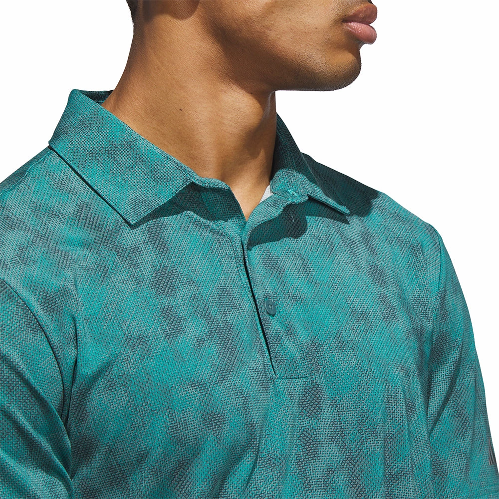 adidas Ultimate365 Textured Print Polo Shirt - Pure Teal/Aurora Ivy Everyday Top Seasonal Smart