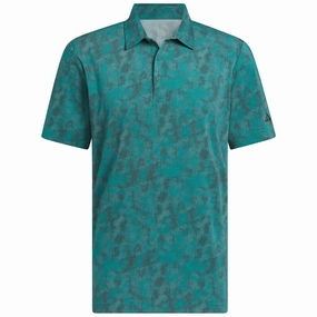 adidas Ultimate365 Textured Print Polo Shirt - Pure Teal/Aurora Ivy Durable Collar Construction