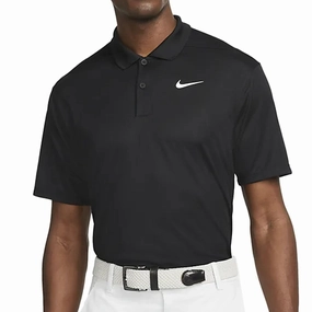 Nike Dri-FIT Victory Solid Polo Shirt - Black/White Crew neck classic