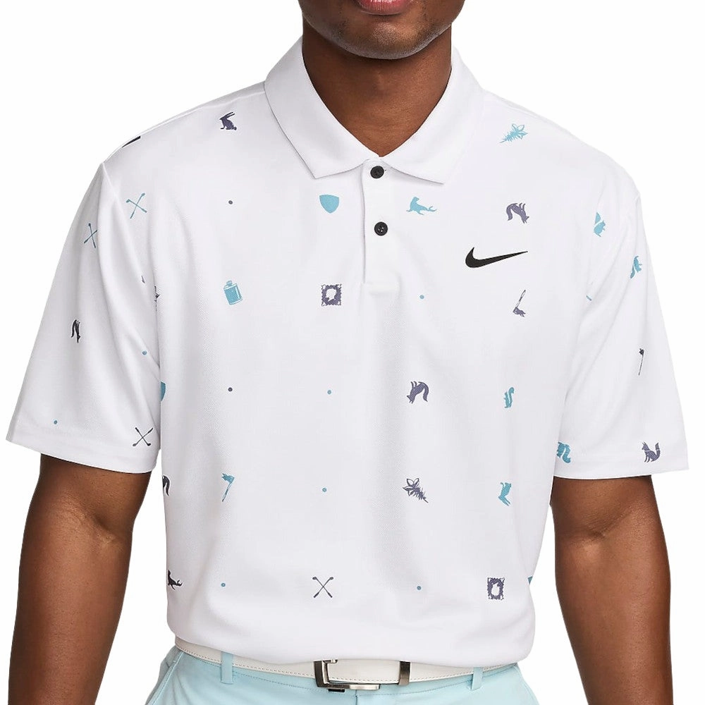 Nike Tour Dri-FIT Polo Shirt - White/Black Micro Perforated Fabric