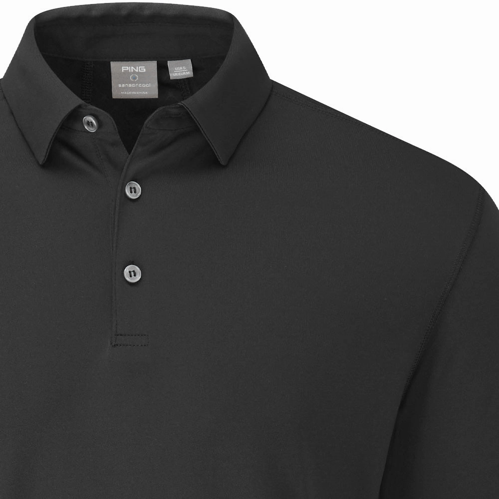 Eco Friendly Dye Classic Comfort Ping Elemental Long Sleeved Polo Shirt - Black
