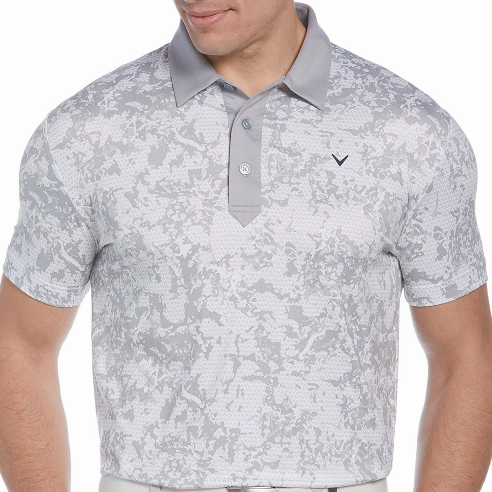 Callaway All Over Abstract Polo Shirt - Bright White Cozy Layering