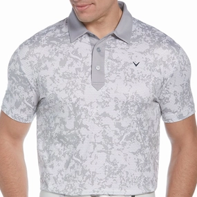 Callaway All Over Abstract Polo Shirt - Bright White Cozy Layering