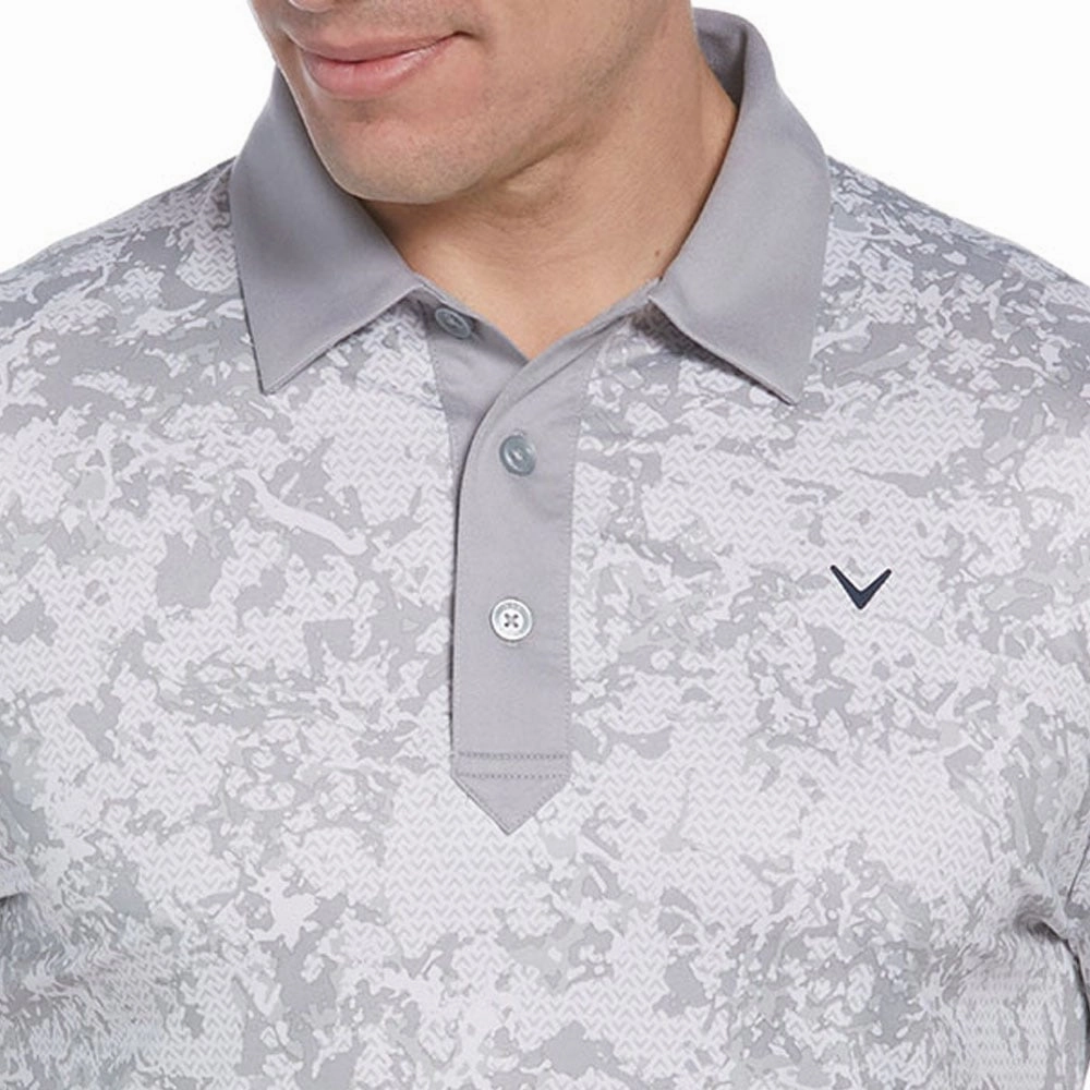 Comfort and Fit Ethically Sourced Materials Callaway All Over Abstract Polo Shirt - Bright White