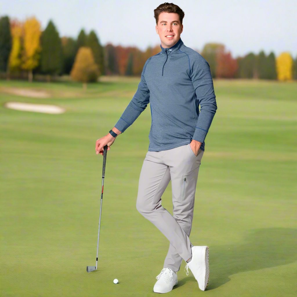 product bundle Mizuno Melange 1/4 Zip Pullover - Navy