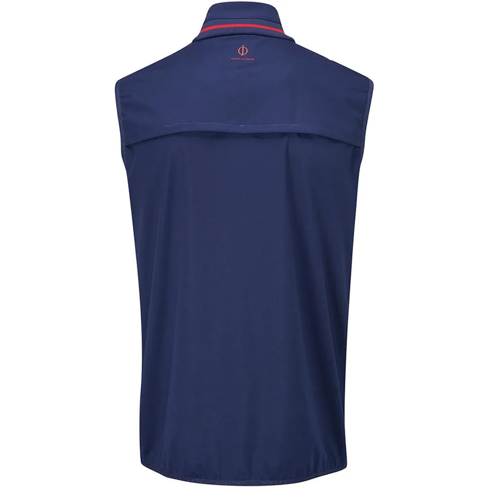 Oscar Jacobson Rolfe Tour Gilet - Navy/Jewel Red Odor Resistant Laser Cut Details